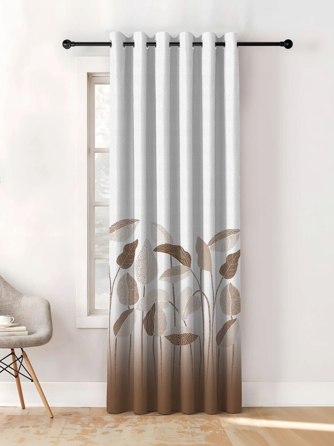 CASABLEU Brown Geometric Room Darkening Long Door Curtain-image-47