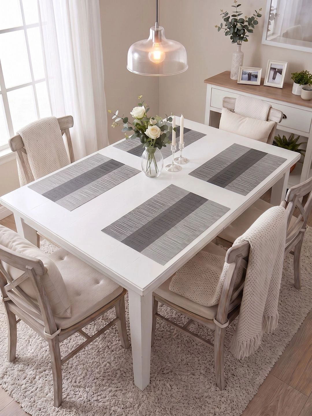 Myntra Elegant Homes 4-Pcs Grey Printed Rectangle Table Placemats-picture-23