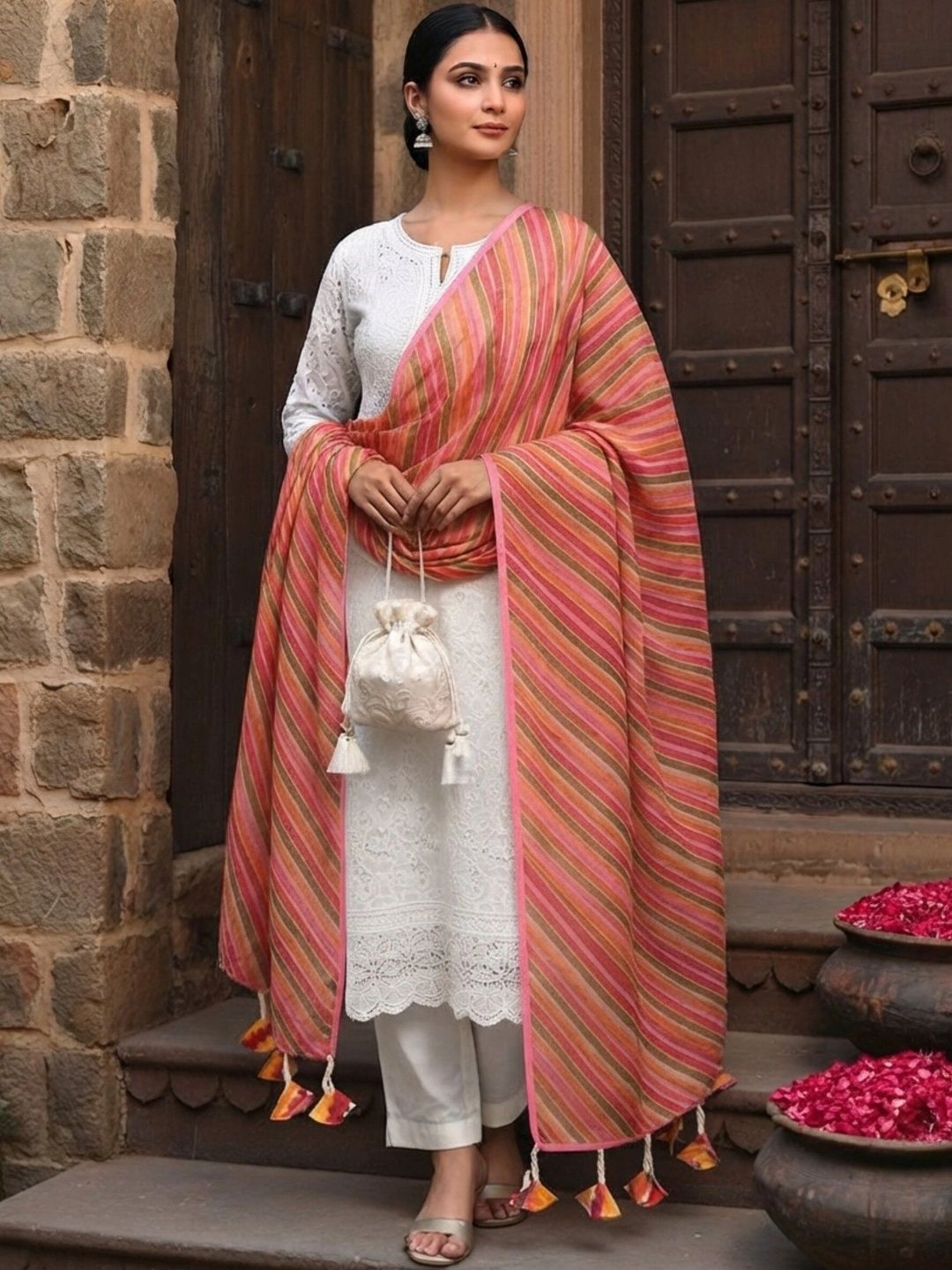 POISED Printed Leheriya Dupatta-image-33