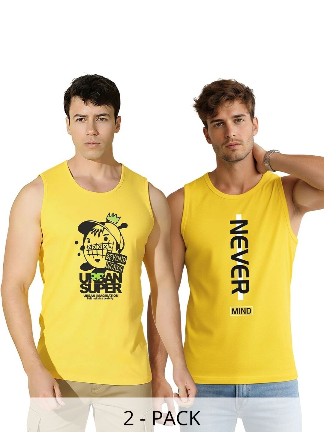 CRYPTIC Pack of 2 Printed Cotton Gym Vest-picture-21