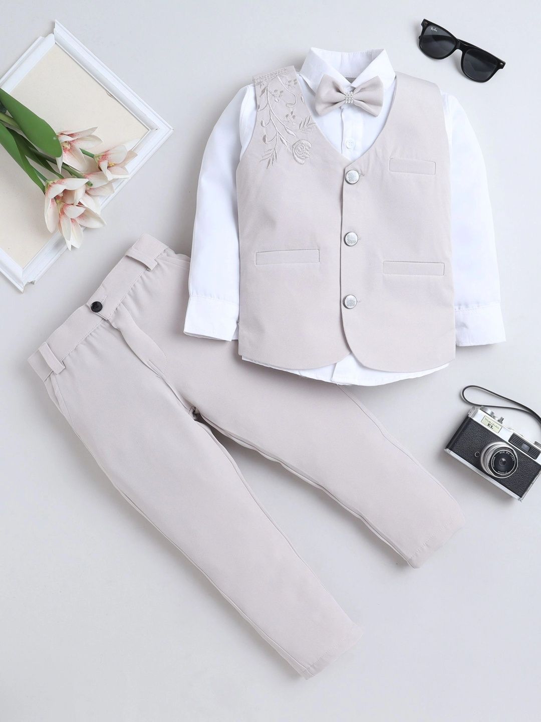 Miss & Chief Boys Floral Embroidered 3 Piece Suit Set With Bowtie-picture-57