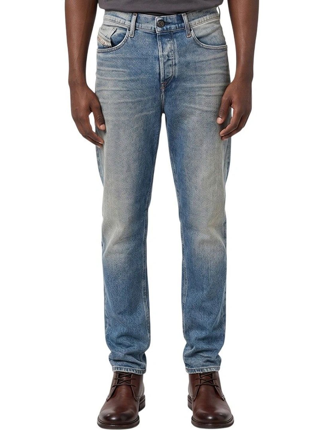 DIESEL Men Regular Fit Mid-Rise Low Distress Jeans-picture-43