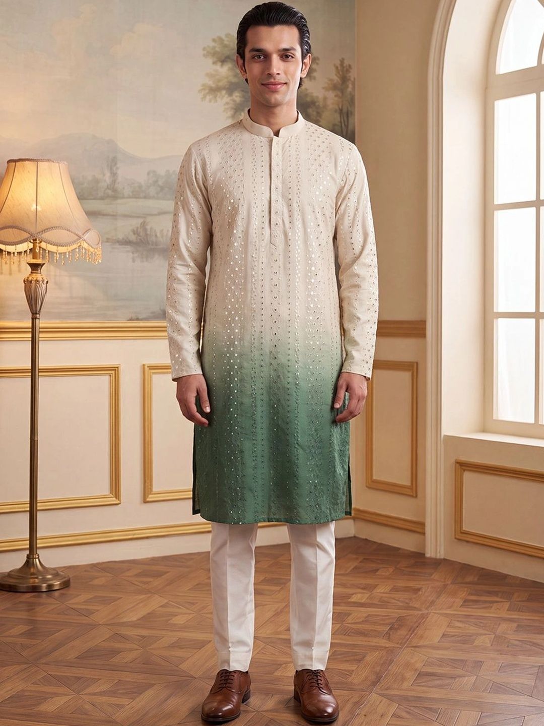 House of Pataudi Men Embellished Mirror Work Kurta-picture-41