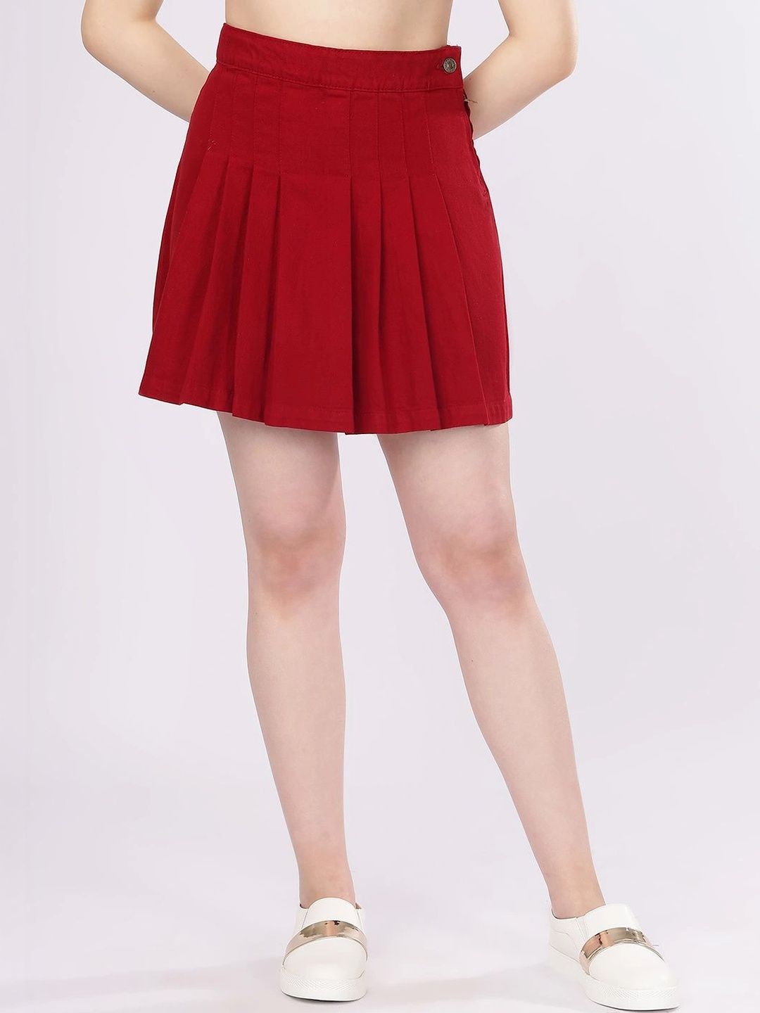 Mast & Harbour Women Cotton Accordion Pleated Mini Flared Skirt-picture-48