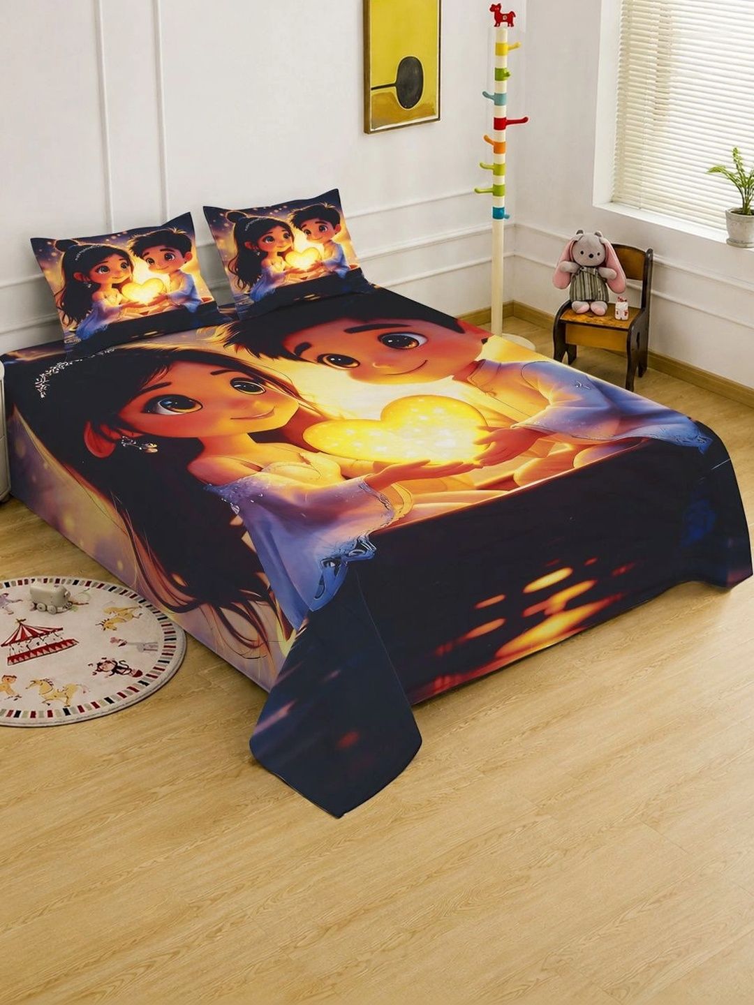 KLOTTHE White Graphic 400 TC King Bedsheet with 2 Pillow Covers-image-37