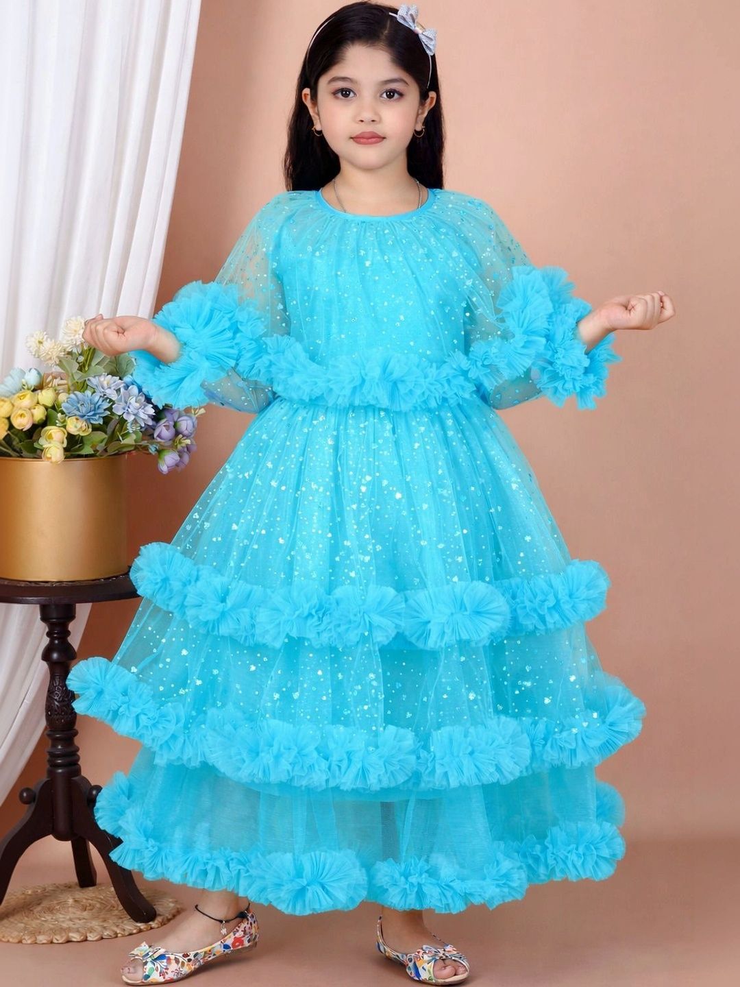 ITC FASHION Embellished Ruffled Net Maxi Dress-picture-24