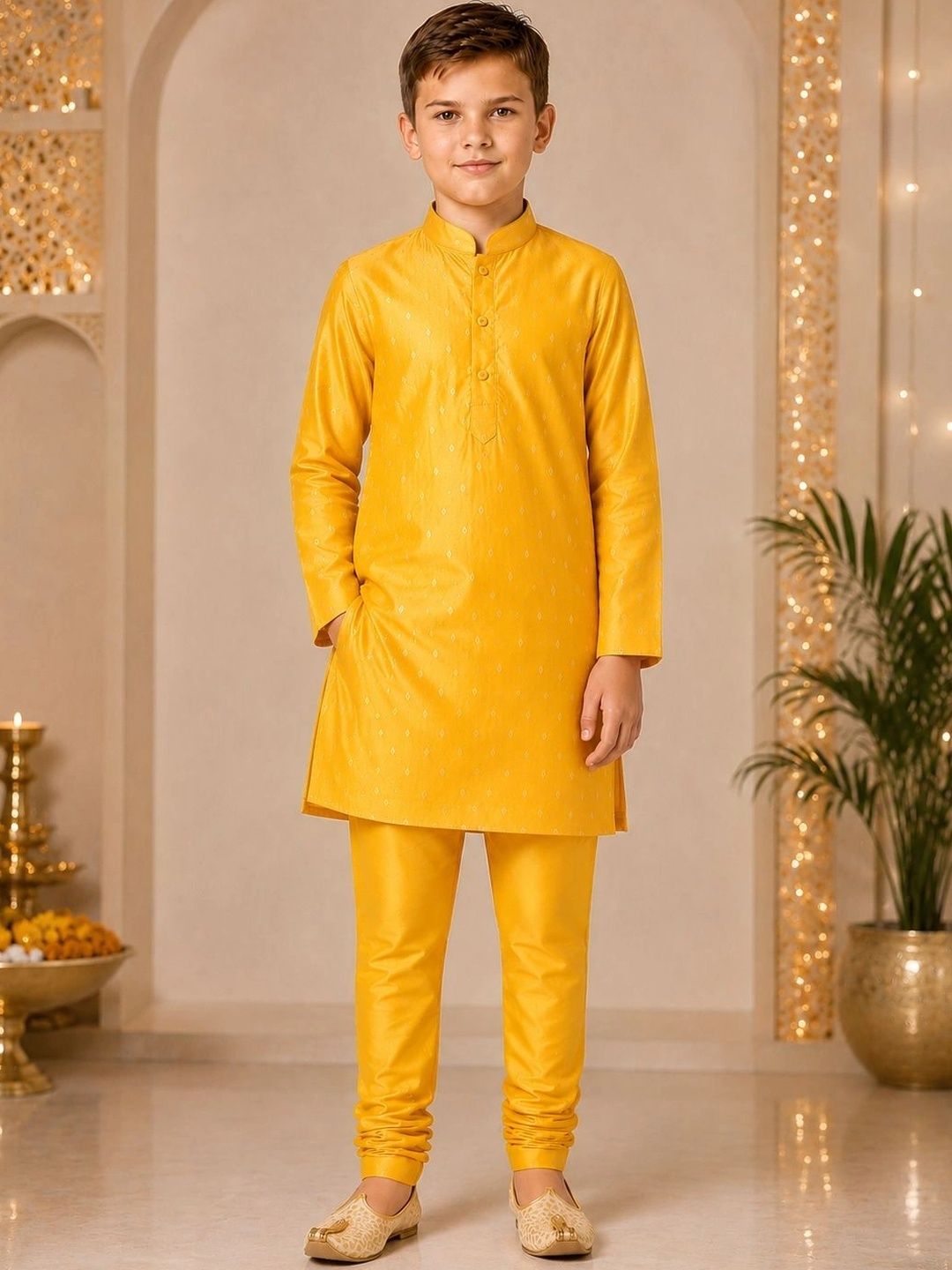 Sparklepop Boys Ethnic Motifs Regular Chanderi Silk Kurta with Pyjamas-picture-20
