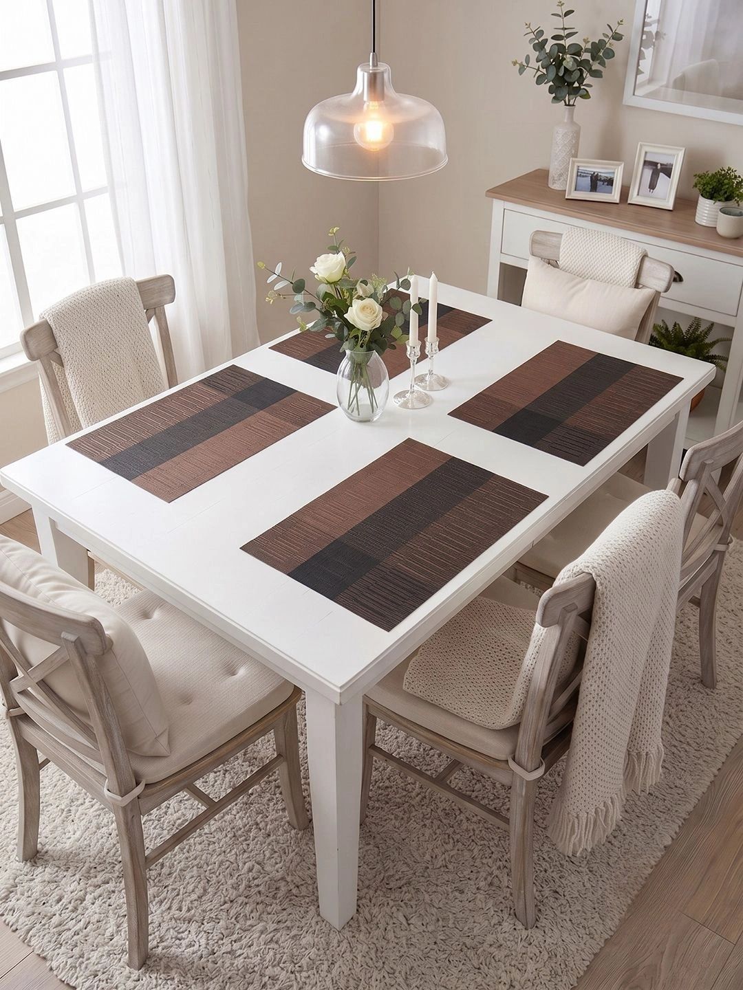 Myntra Elegant Homes 4-Pcs Brown Printed Rectangle Table Placemats-picture-57