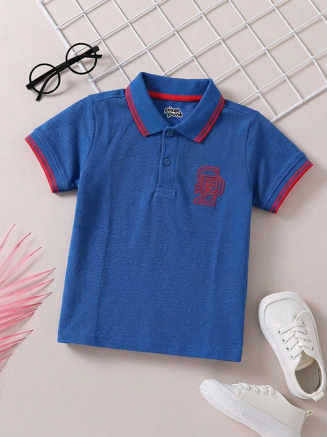 Pixel Punk Boys Brand Logo Polo Collar T-shirt-picture-39