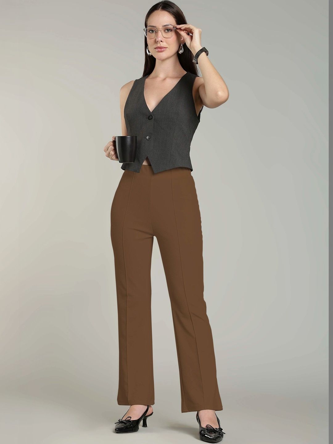 HERE&NOW Women Relaxed Easy Wash Trousers-picture-46