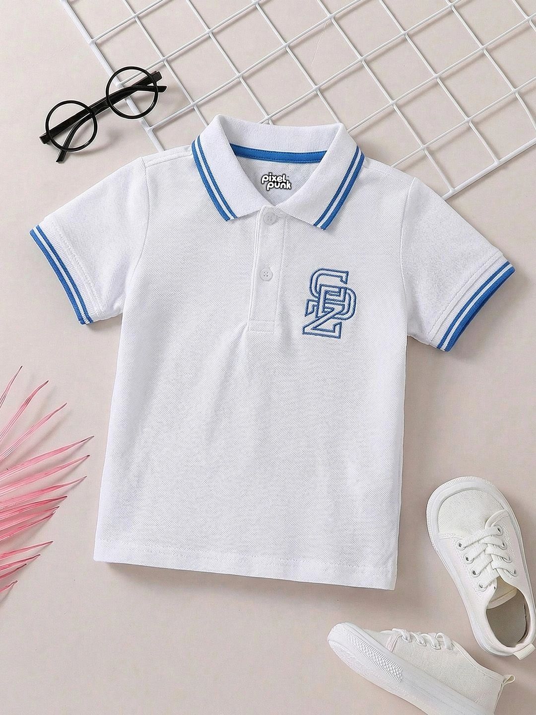Pixel Punk Boys Brand Logo Polo Collar T-shirt-picture-30