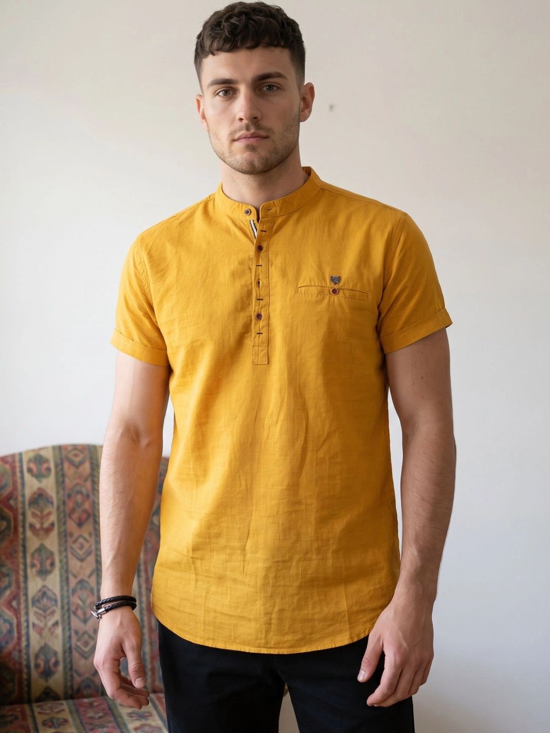 Kuons Men Mandarin Collar Regular Sleeves Kurta-picture-10