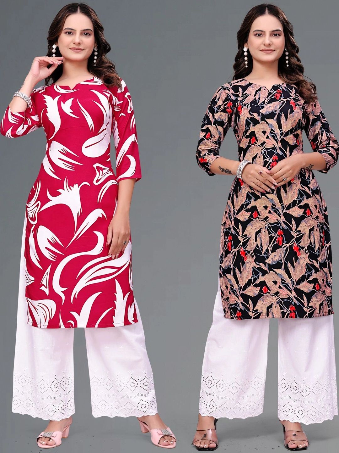 PRIYANSH CREATION Botanical Printed Pure Crepe Kurti-picture-39