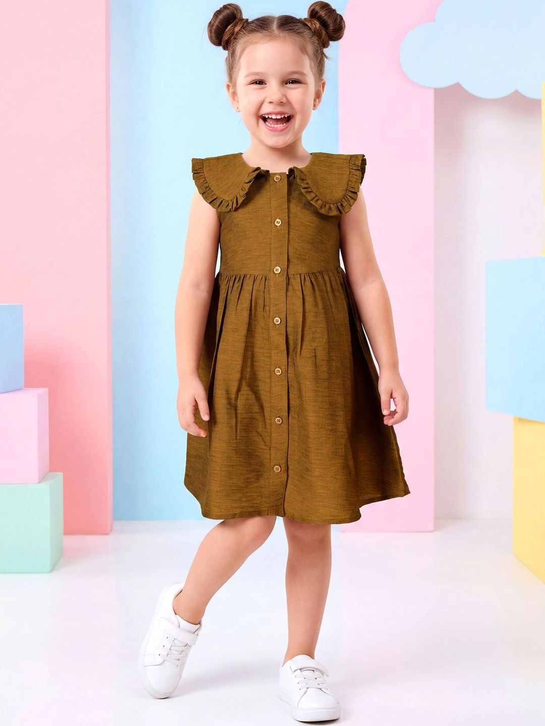 PURVAJA JUNIOR Peter Pan Collar Ruffled A-Line Dress-image-5