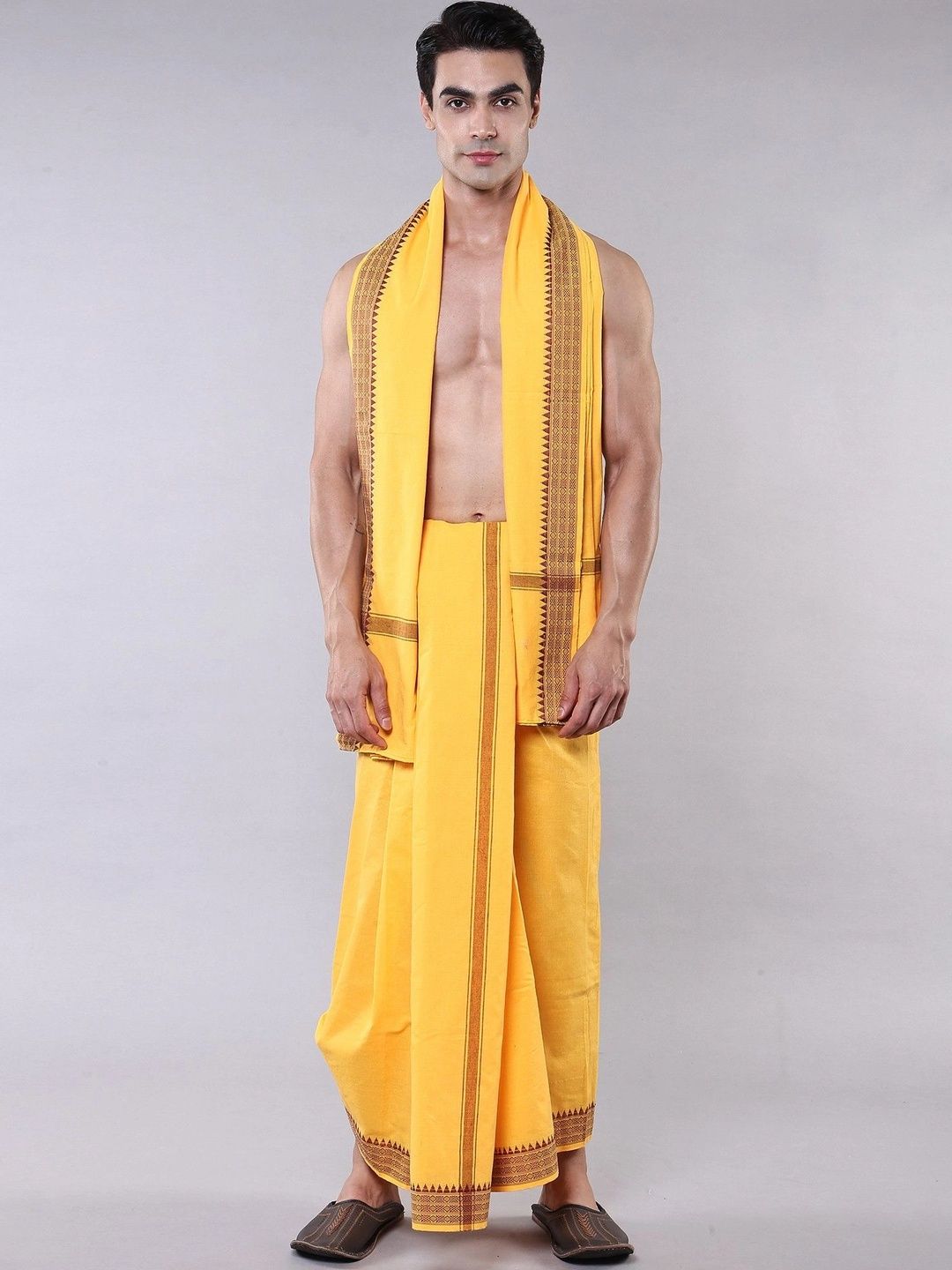 Exotic India Men Embroidered Cotton Dhoti Dhotis-picture-37