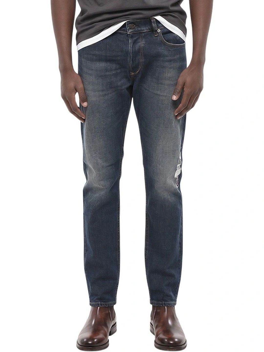 DIESEL Men Skinny Fit Mid-Rise Low Distress Jeans-picture-25
