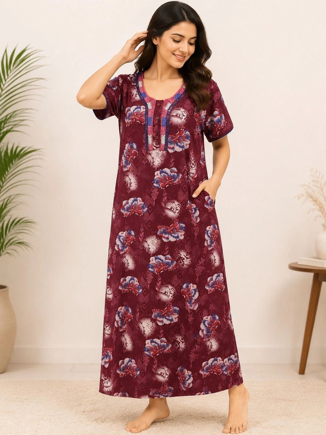 Sukhraa Printed Maxi Nightdress-image-31