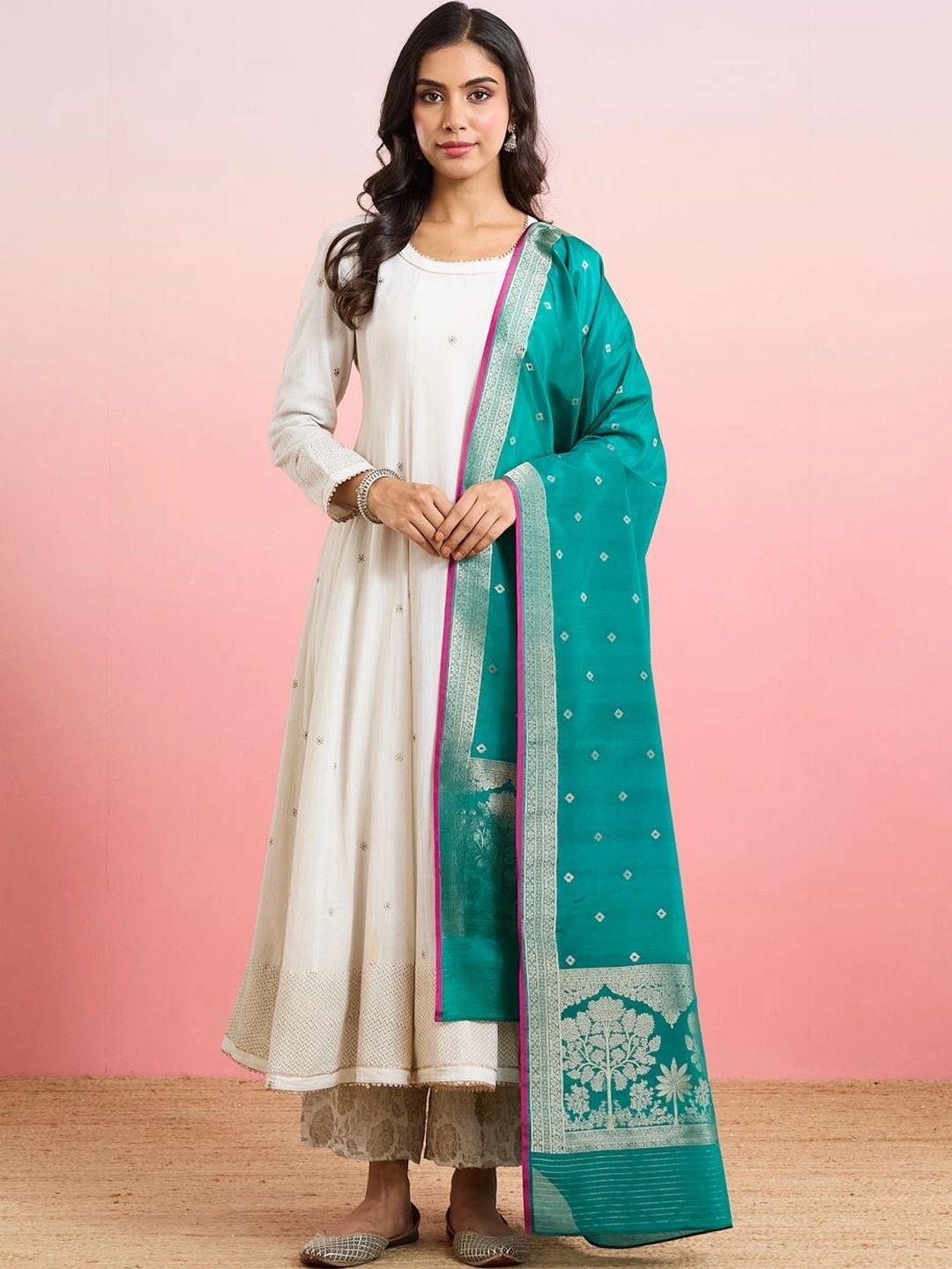 Fabindia Ethnic Motifs Woven Design Viscose Rayon Blend Dupatta with Zari-picture-46