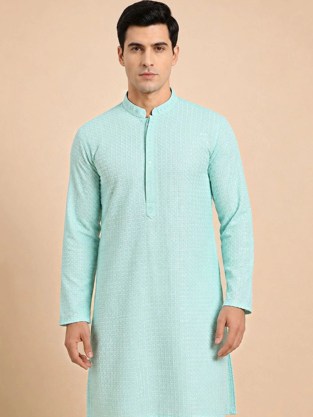 House of Pataudi Men Embellished Sequinned Kurta-picture-47