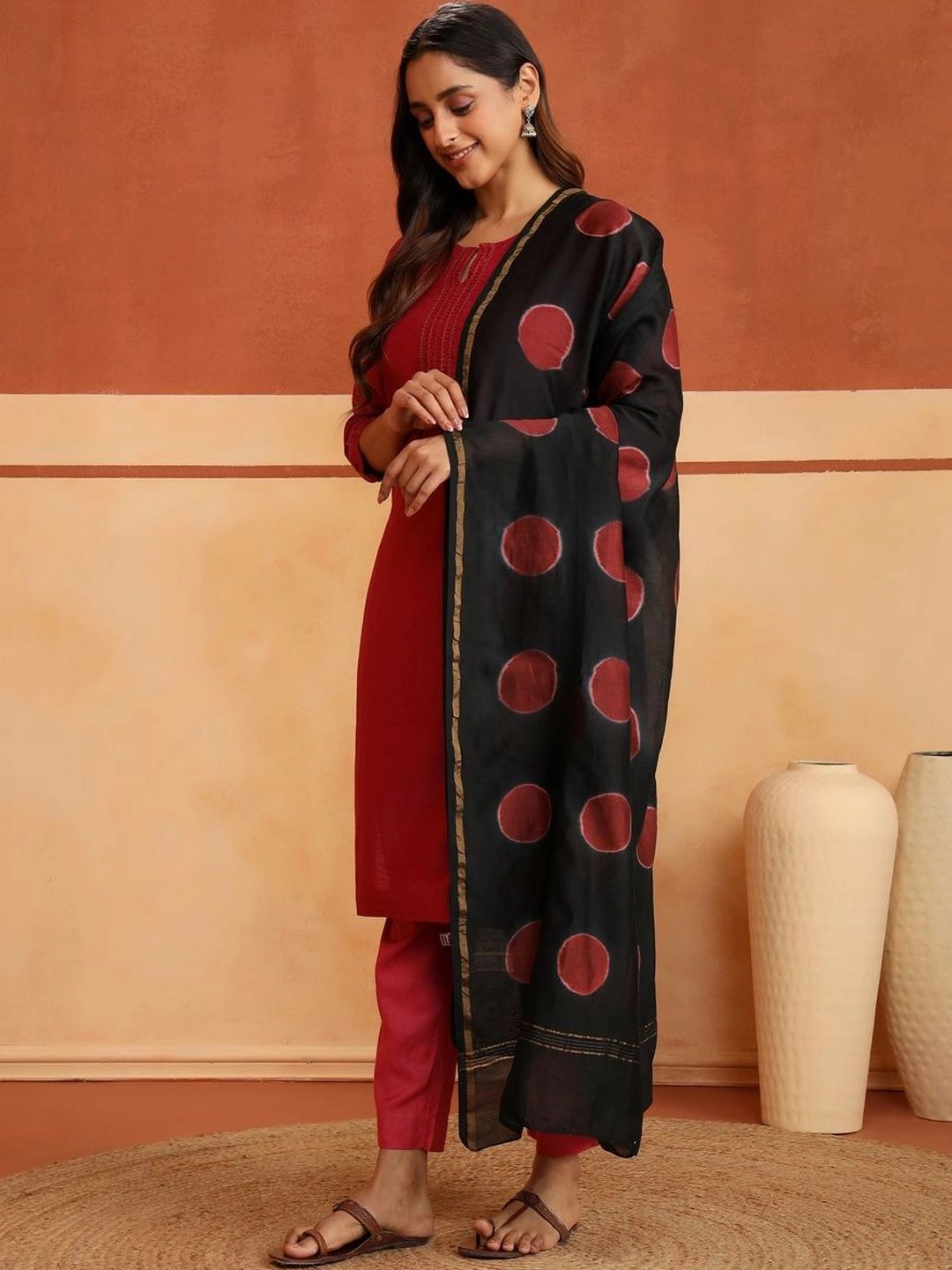 Fabindia Printed Cotton Silk Blend Dupatta-picture-17