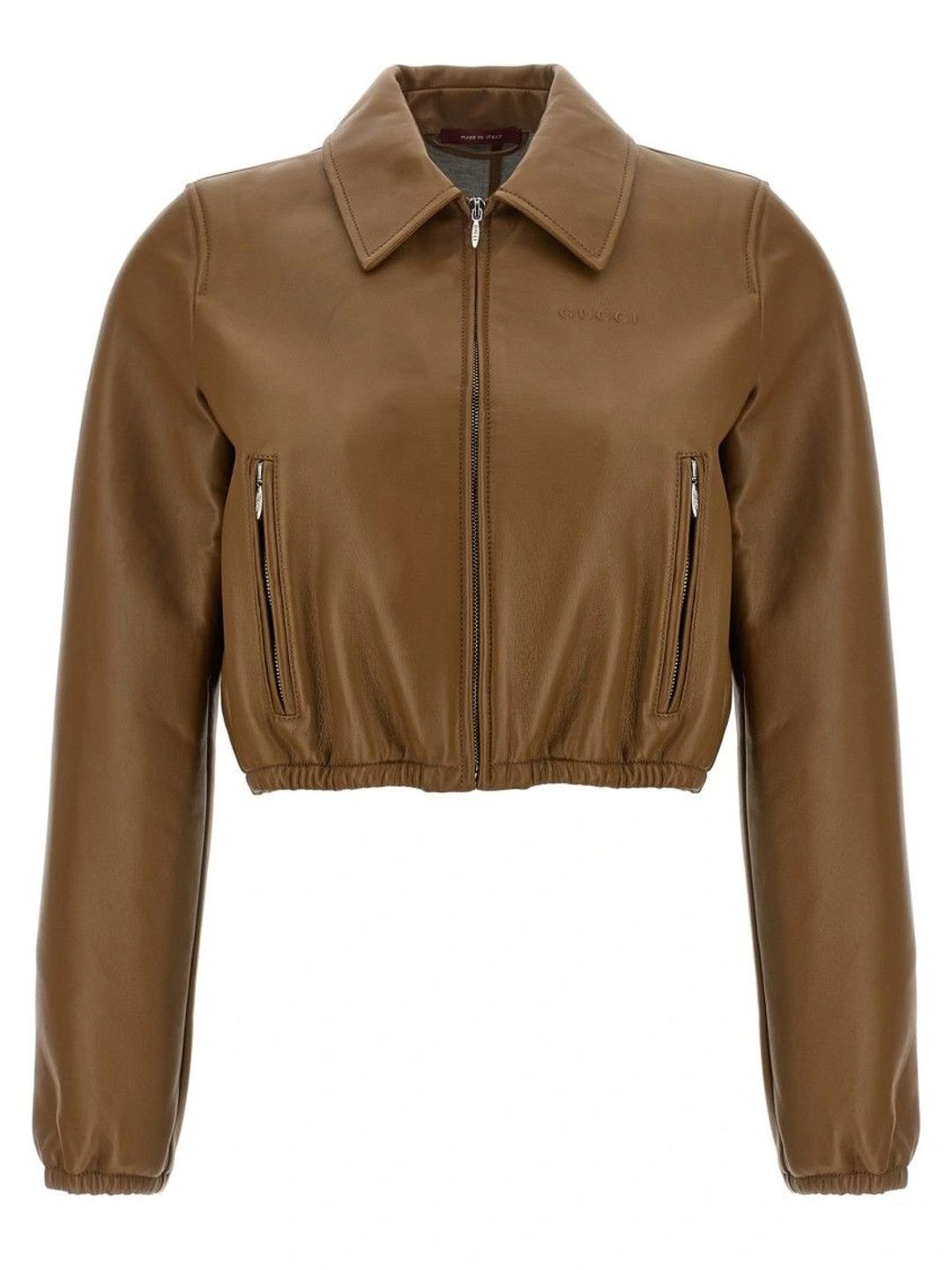 Gucci Women Leather Crop Bomber Jacket-picture-27