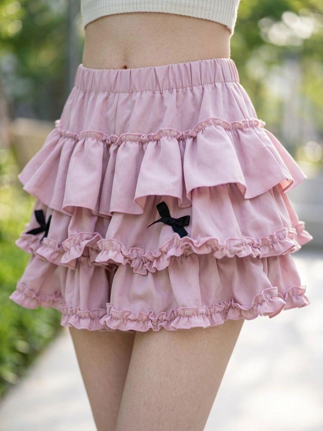 Suo Women Frills Bows and Ruffles Mini Flared Skirt-picture-21