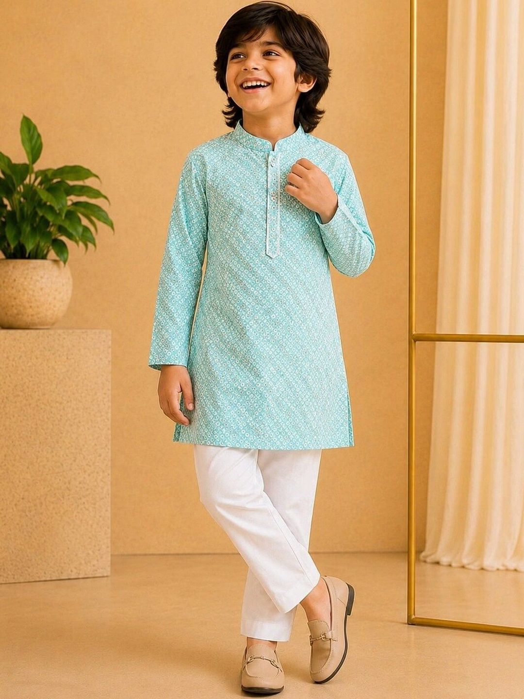 NATIONAL LEBASH Boys Printed Regular Pure Cotton Kurta with Pyjamas-picture-21