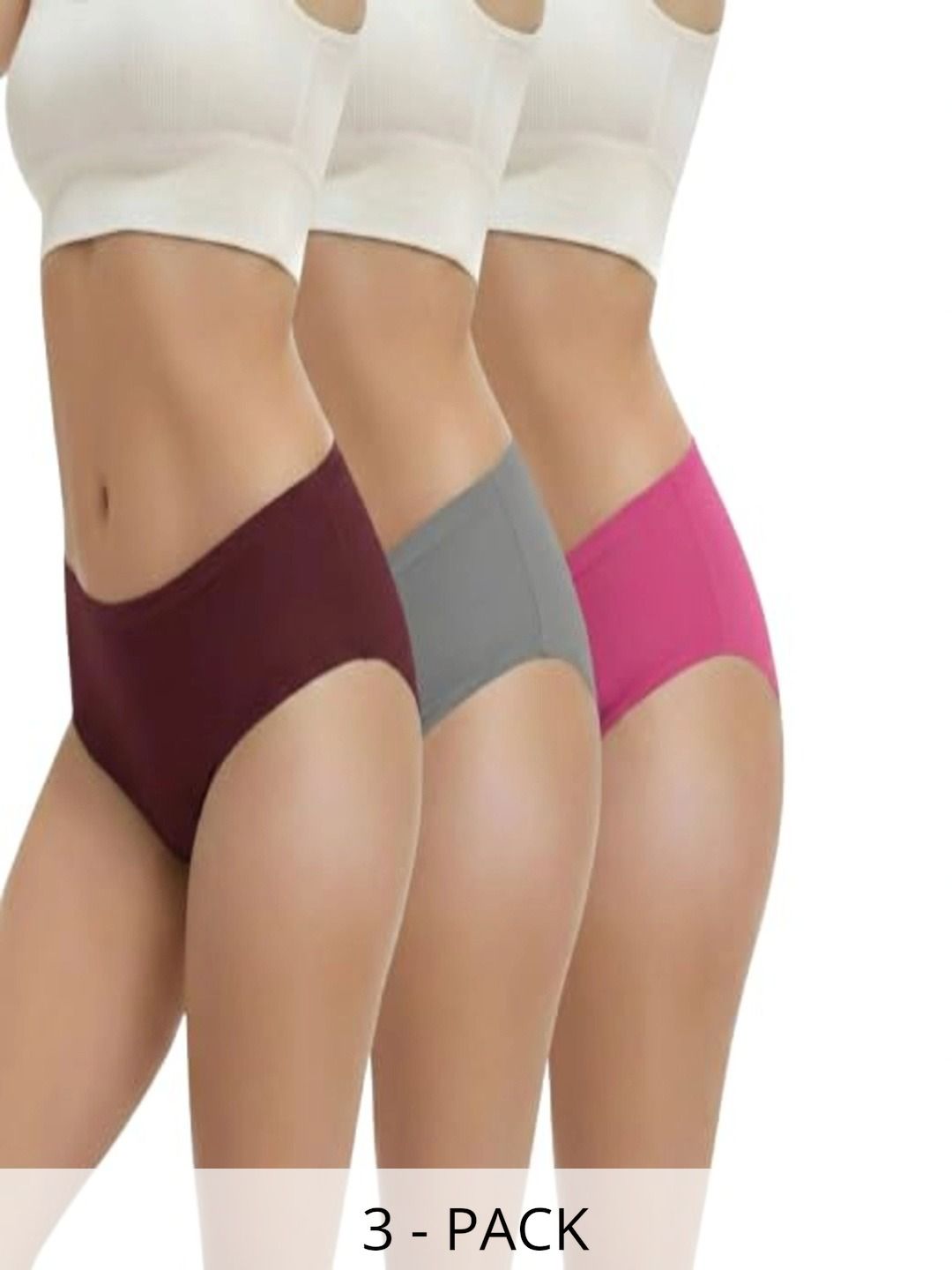 FALAM ENTERPRISE Women Pack of 3 Assorted Cotton Basic Briefs-picture-22