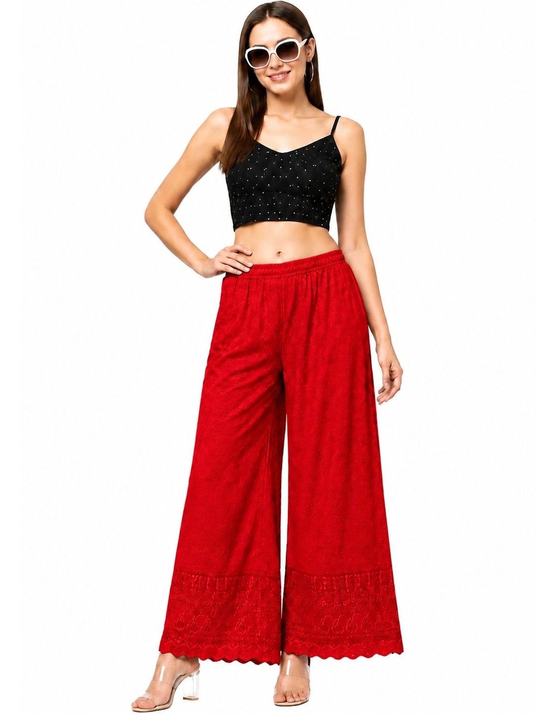 Thrifty Thread Women Embroidered Knitted Palazzos-picture-28