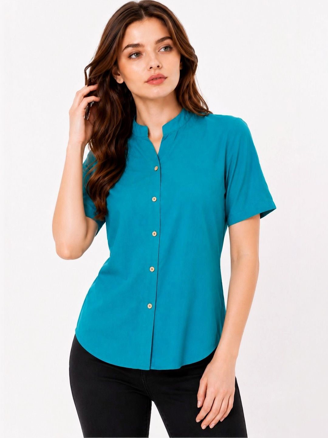 Rashmi Shree Creation Mandarin Collar Cotton Blend Top-picture-16