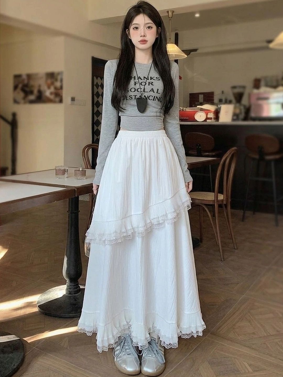 Suo Women Tiered Maxi Tiered Skirt-picture-46