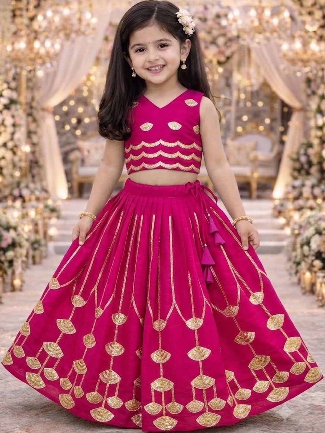 KALINI Girls Embellished Sequinned Ready to Wear Lehenga &-picture-58