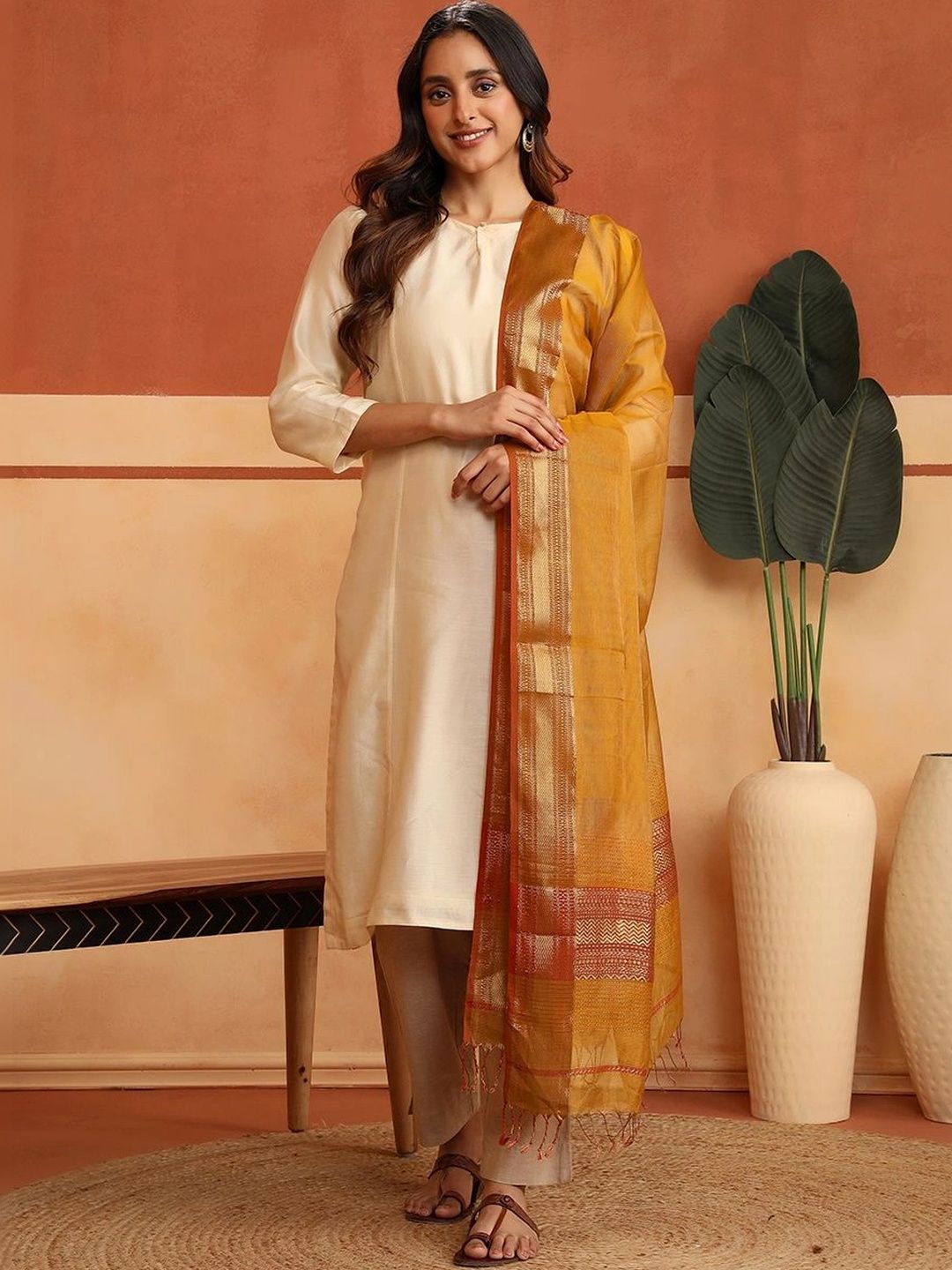 Fabindia Woven Design Cotton Silk Blend Dupatta-picture-10