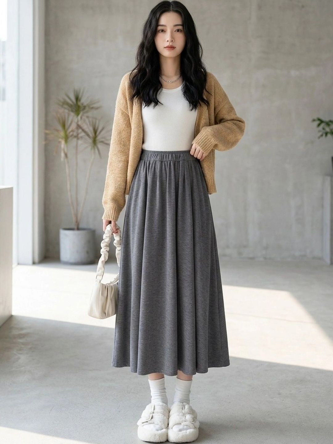 Suo Women Midi A-Line Skirt-picture-14