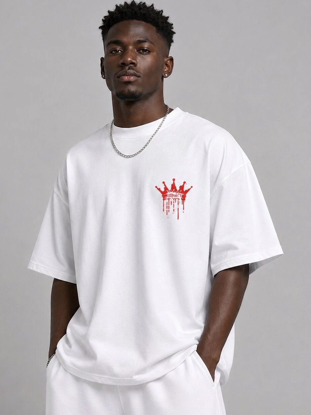 HERE&NOW Men Printed Drop-Shoulder Sleeves T-shirt-picture-36