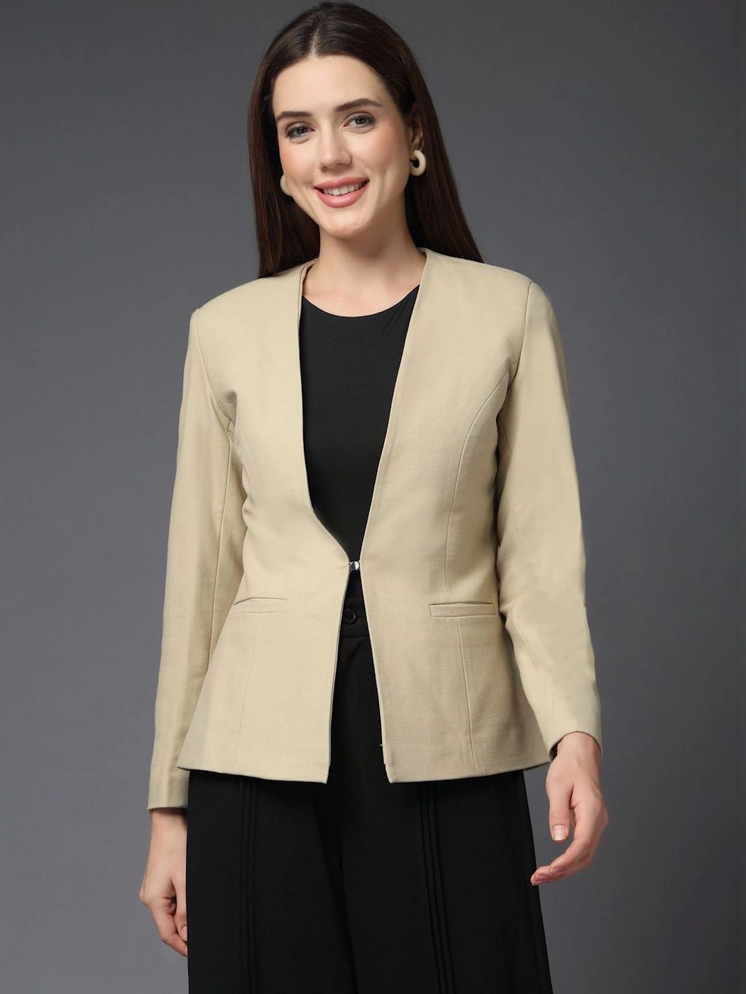 T TRYON ULTIMATE Collarless Open Front Tailored Fit Party Blazer-image-29
