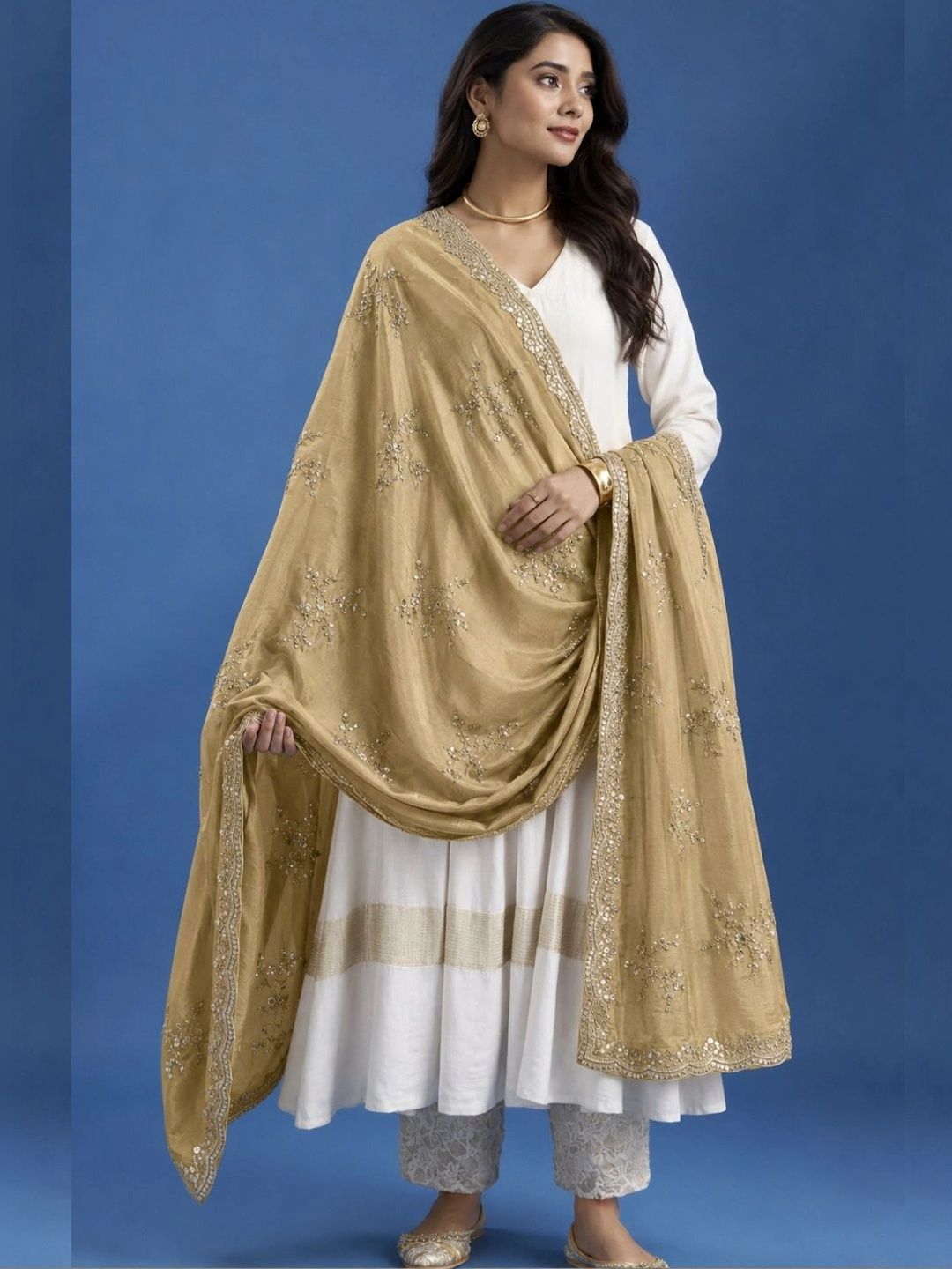 Drape Essence Embroidered Dupatta with Sequinned-picture-27