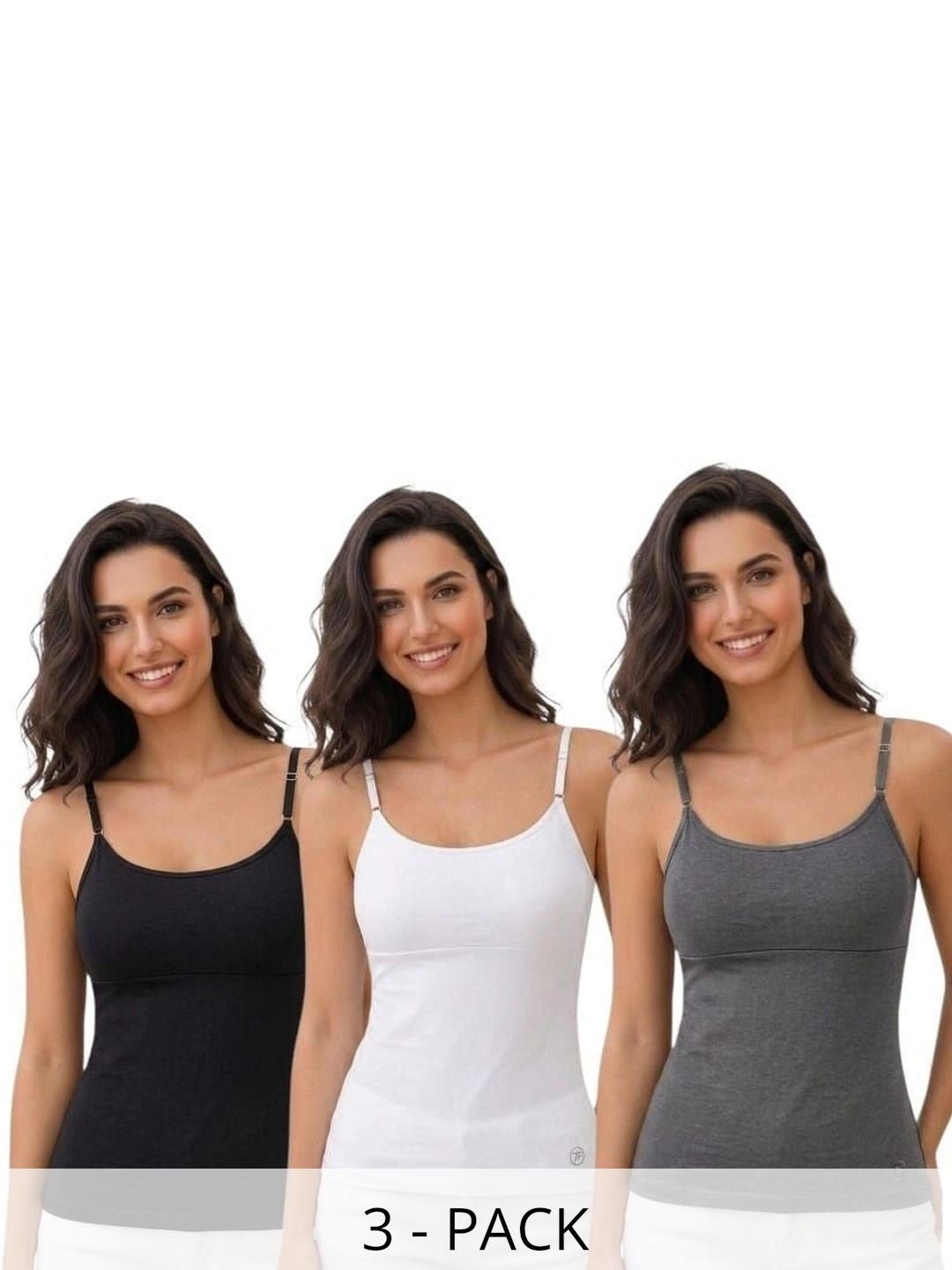 ESOROUCHA Pack of 3 Cotton Lightly Padded Camisole-picture-17