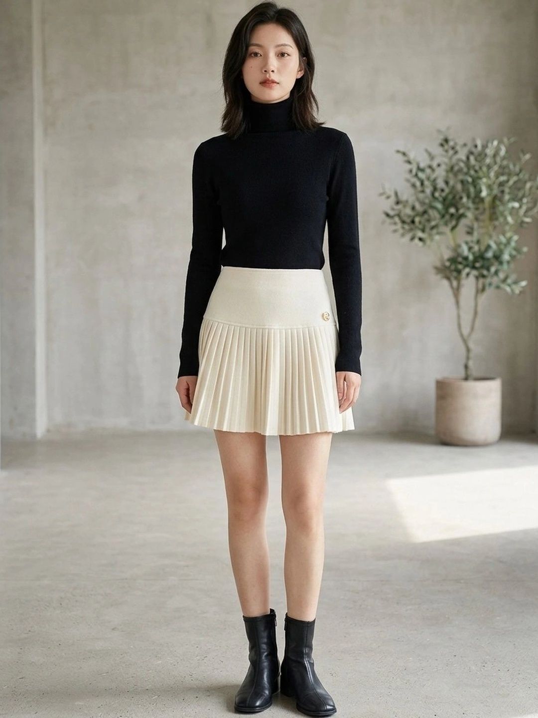 Suo Women Accordion Pleated Mini Flared Skirt-picture-32