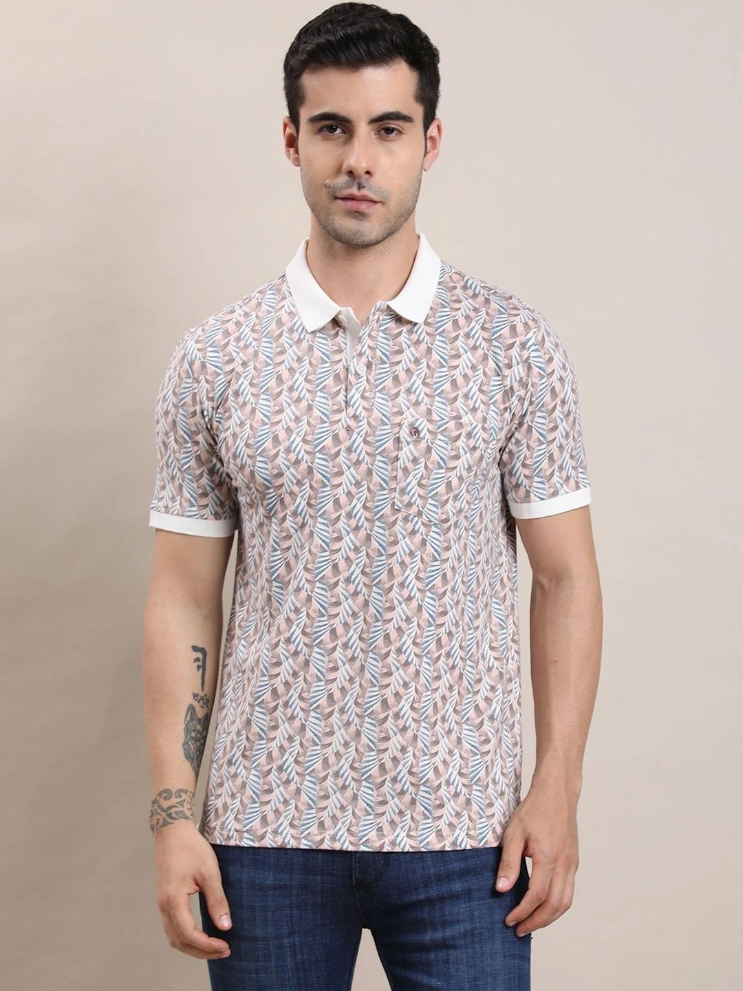 Turtle Men Printed Polo Collar Pockets Slim Fit T-shirt-picture-25