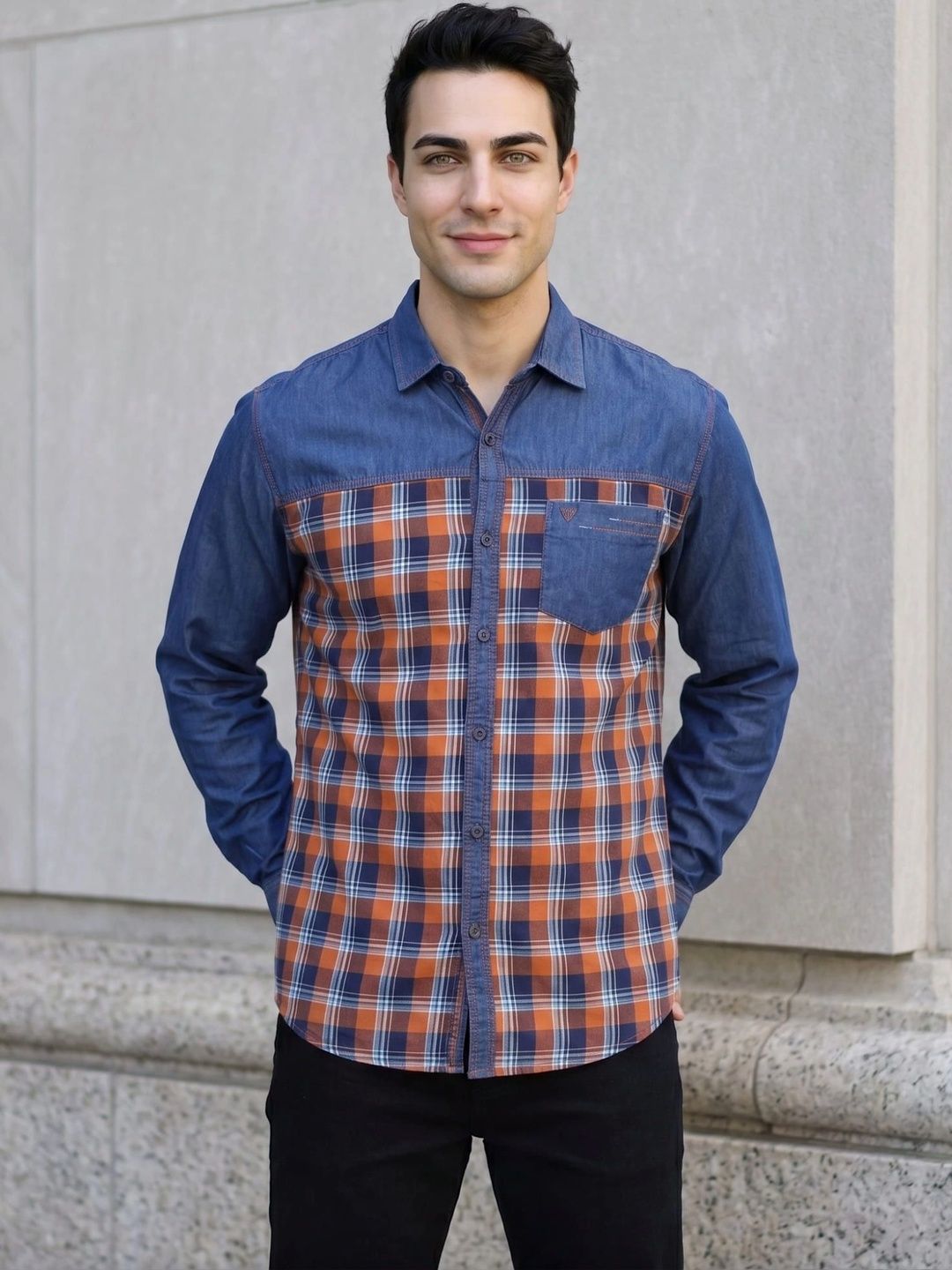Kuons Men Classic Colourblocked Casual Shirt-picture-41