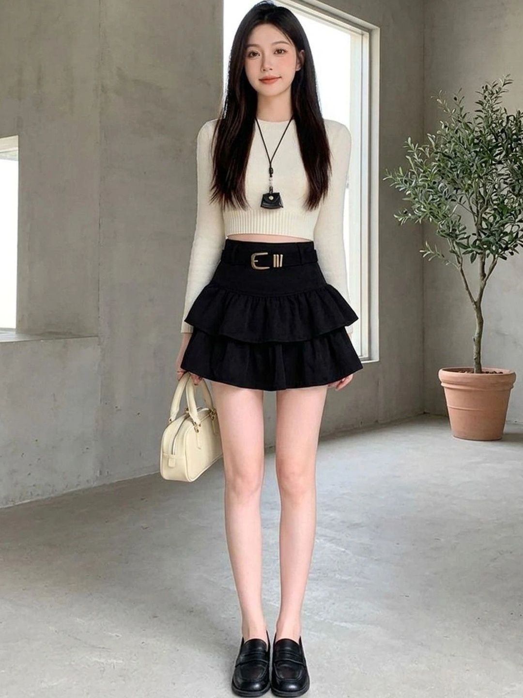 Suo Women Frills Bows and Ruffles Mini Flared Skirt-picture-38