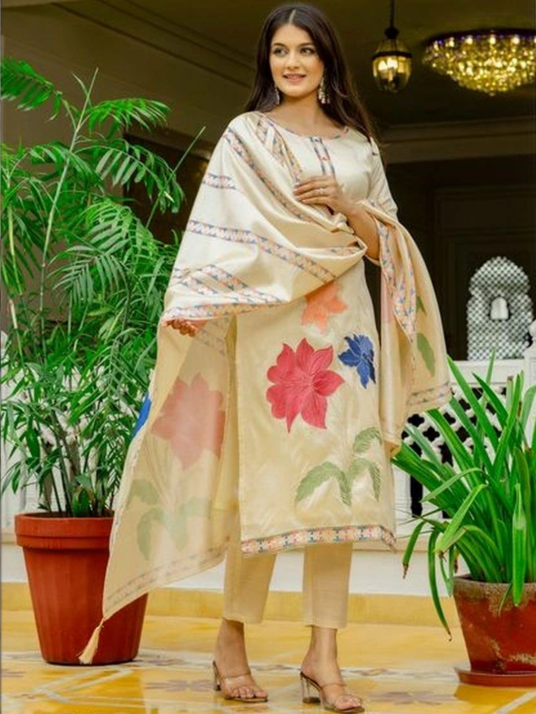 GRINISH Botanical Printed Thread Work Pure Cotton Thread Work Kurti-picture-44