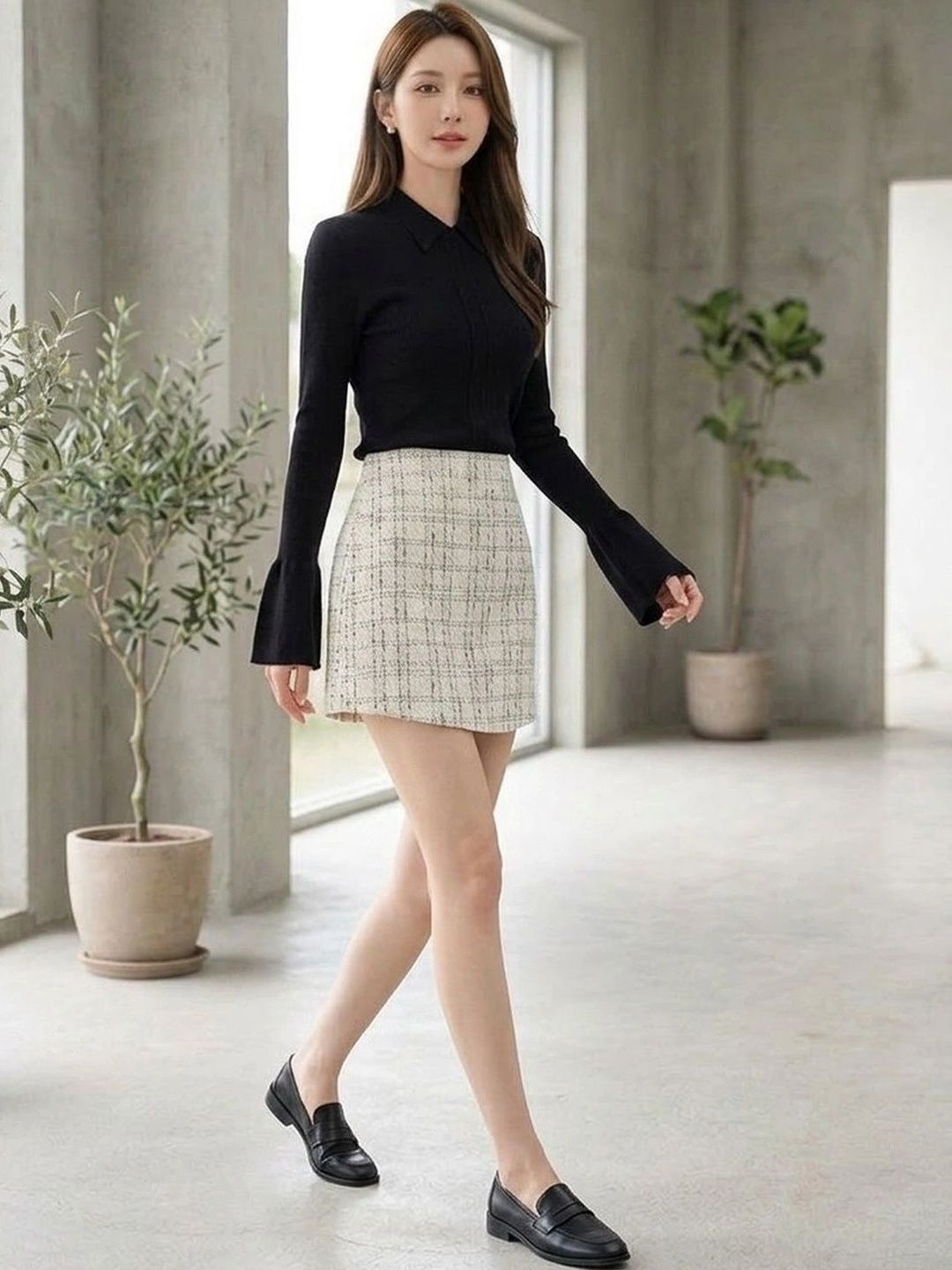 Suo Women Checked Mini A-Line Skirt-picture-27