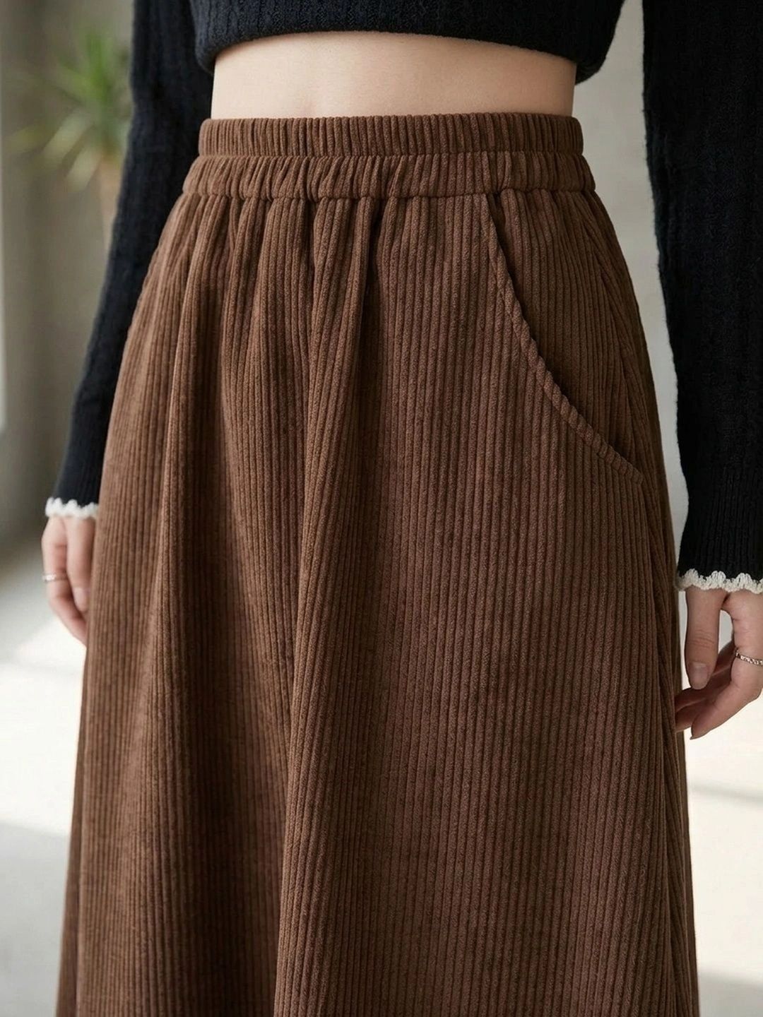Suo Women Midi A-Line Skirt-picture-19