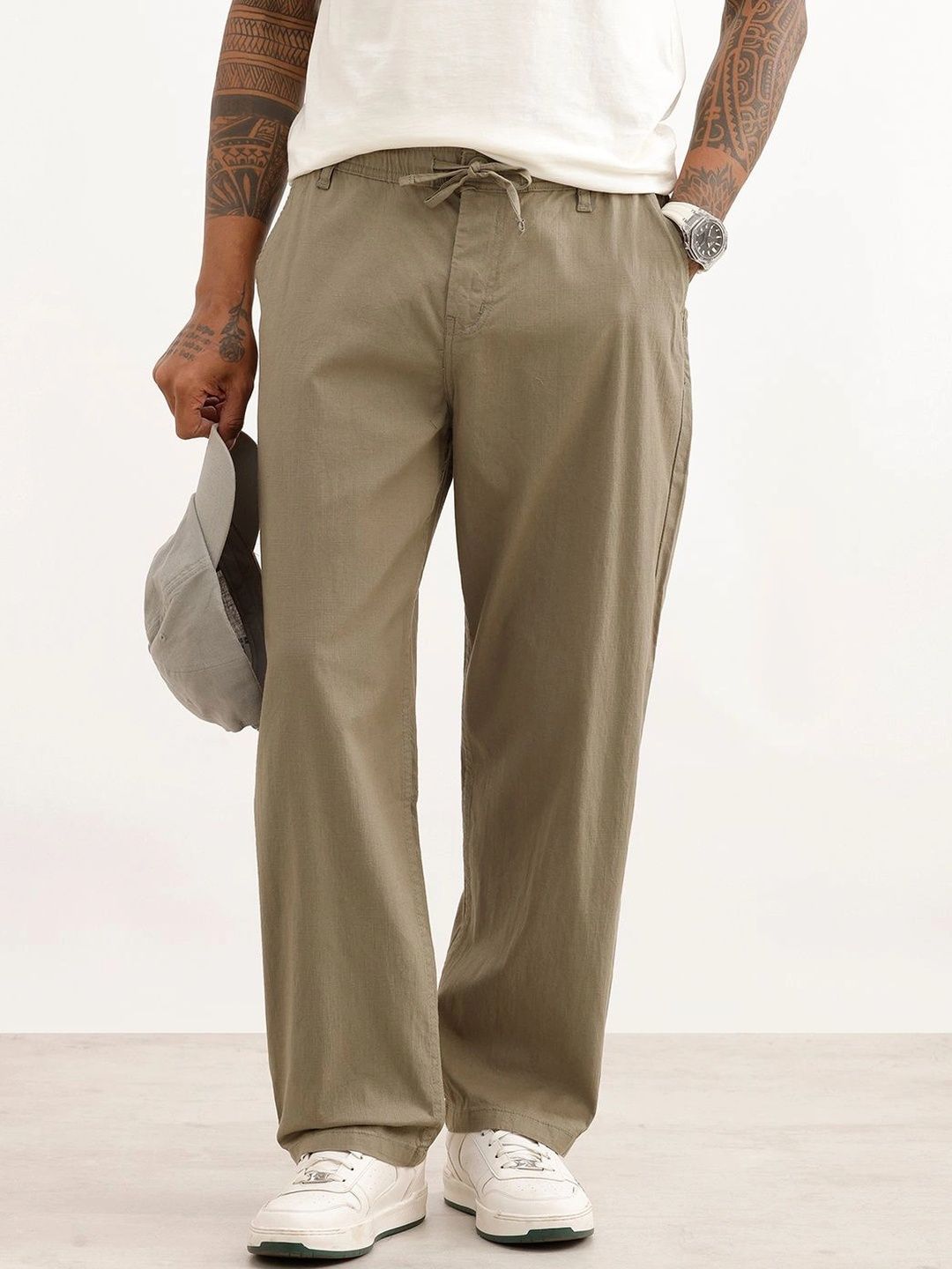 WROGN Men Loose Fit Easy Wash Chinos Trousers-picture-53
