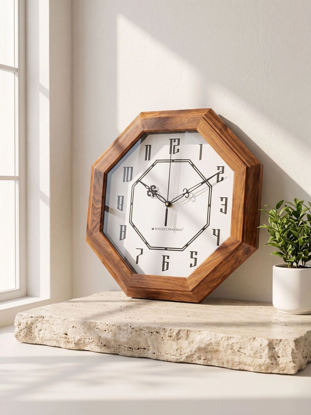 Spaces Unhooked Brown & White Geometric Contemporary Wall Clock-picture-10