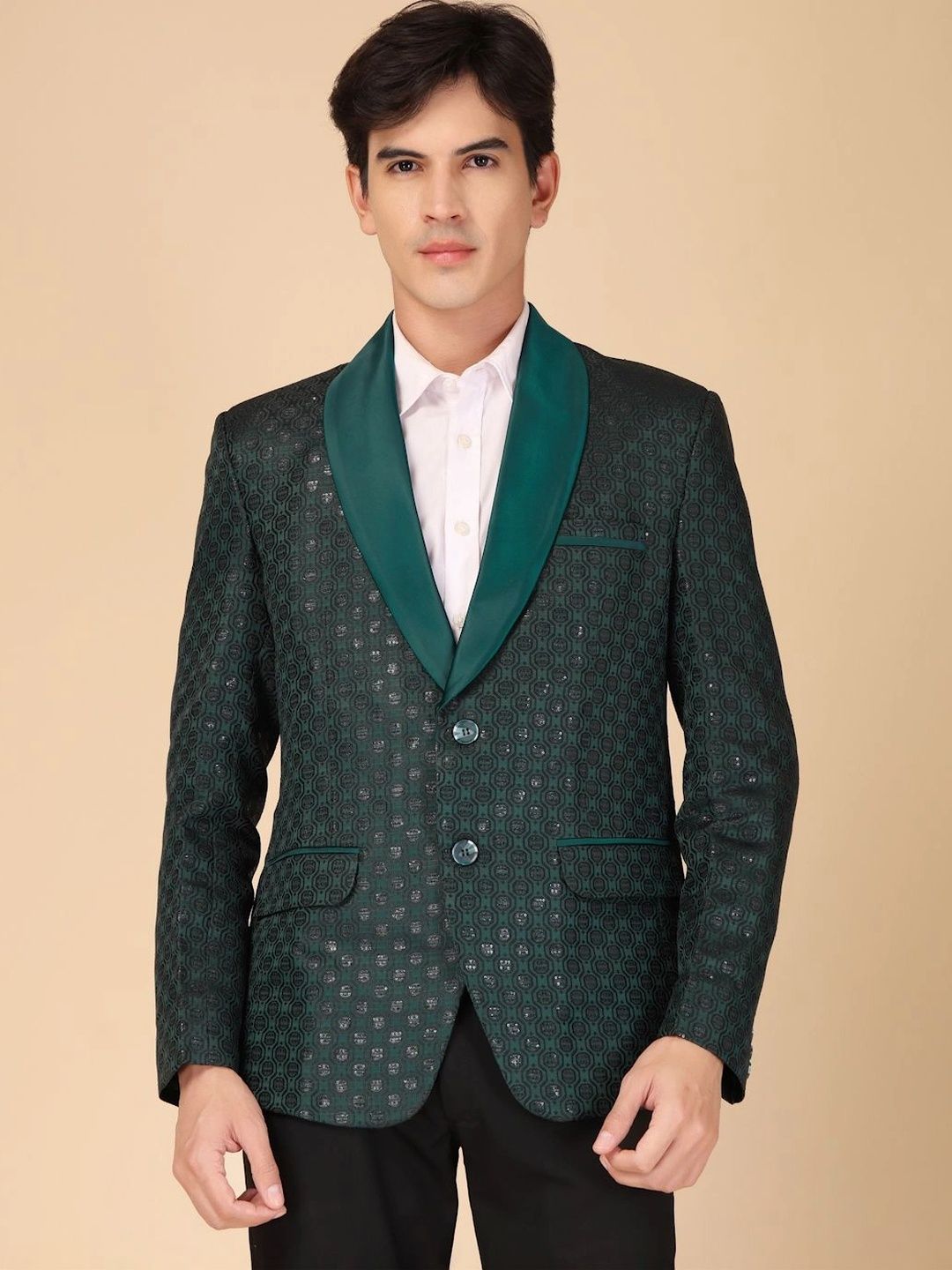 Moda Rapido Self Design Shawl Collar Single-Breasted Casual Blazer-picture-11