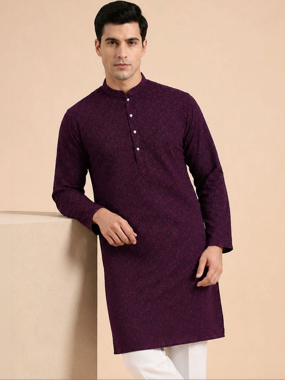 House of Pataudi Men Ethnic Motifs Kurta-picture-16