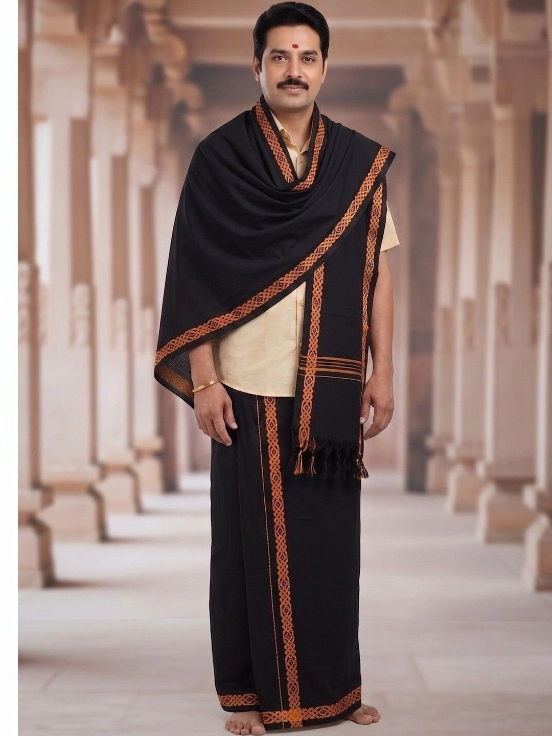 Hornbill Enterprises Men Embroidered Cotton Dhoti Dhotis-picture-20